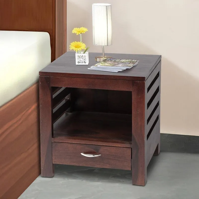 Sverix Sheesham Wooden Side & Bedside Table - Dark Brown media 1