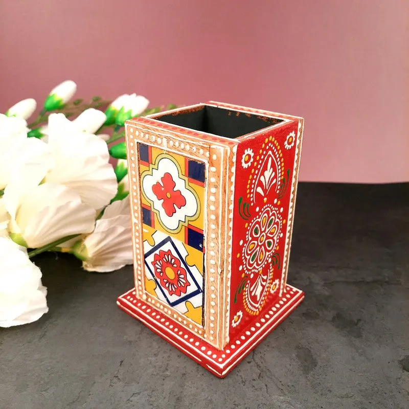 Hand-Painted Wooden Art Stationery Holder media 3