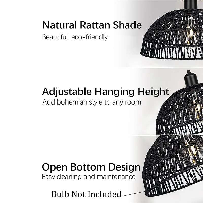 Lattice Long Rattan Ceiling Lamp - Black media 5