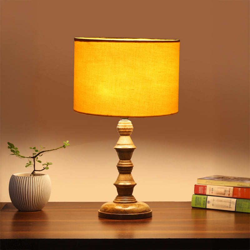 Cotin I Timber Wooden Table Lamp - Yellow,Brown