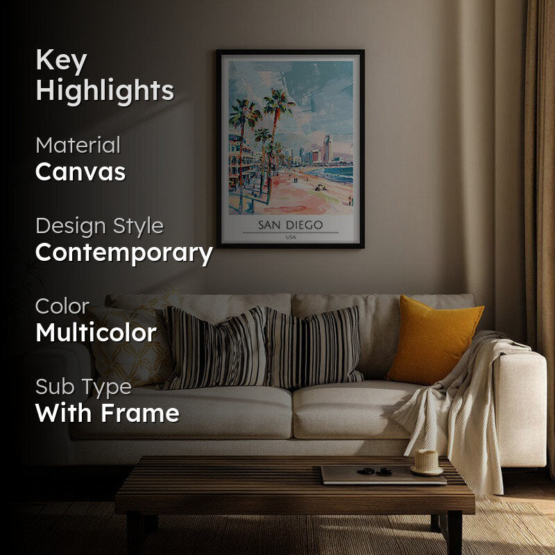 Vintage San Diego Framed Canvas Wall Painting media 2