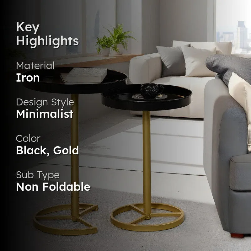 Zyro Nest Side Table (Black & Gold) - Set Of Two media 2