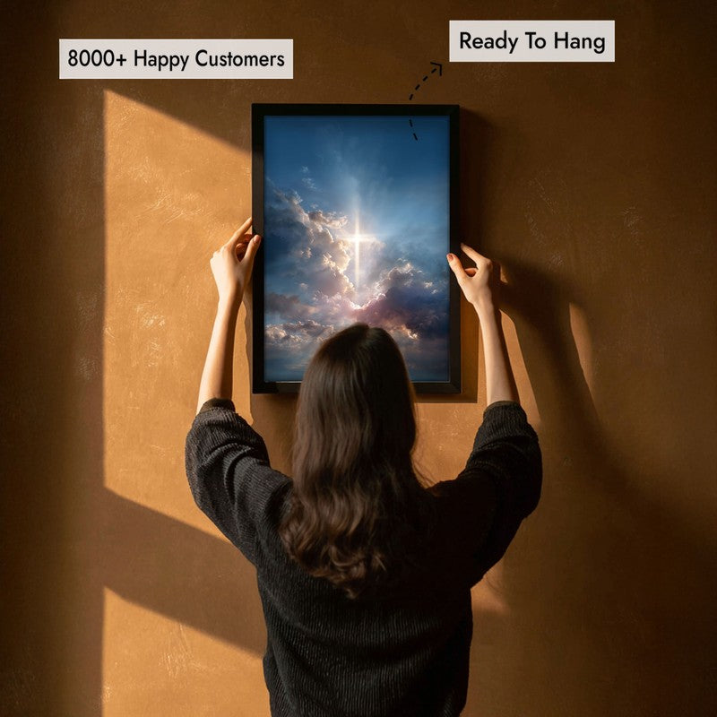 Peaceful Sky Archival Paper Wall Painting With Black Frame media 5