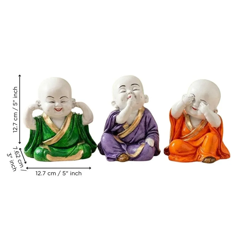 Zen Harmony Budhha Resin Showpiece - Set of Three media 5