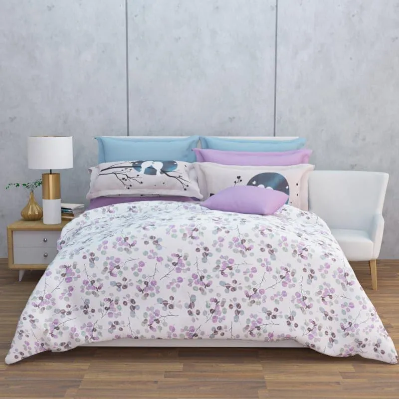Birdie Love Floral Cotton Bedsheet (Purple) - 180 TC media 3