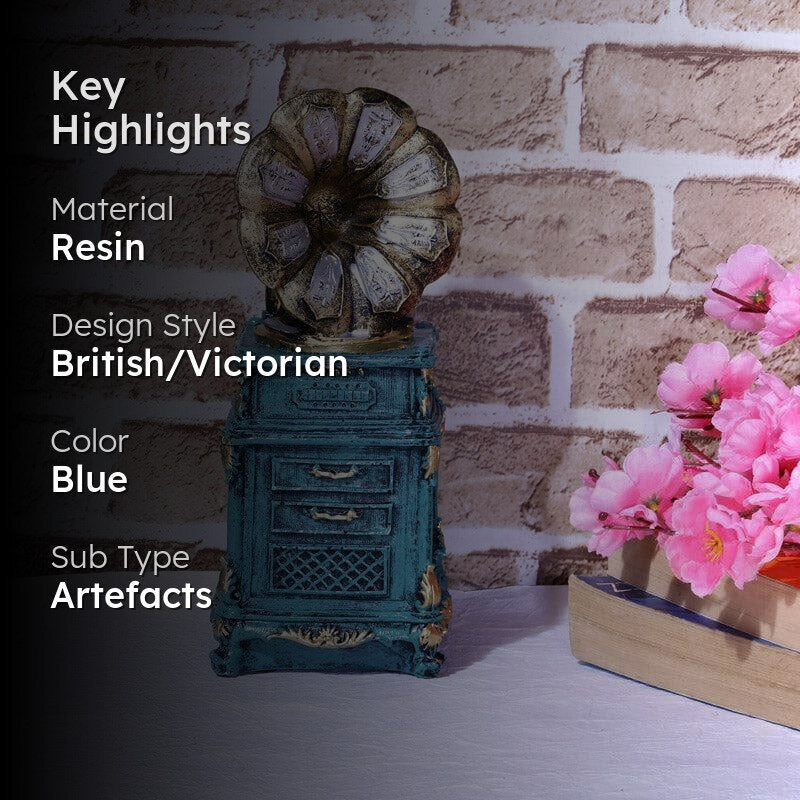 Vintage Music Box Table Accent - Blue media 2
