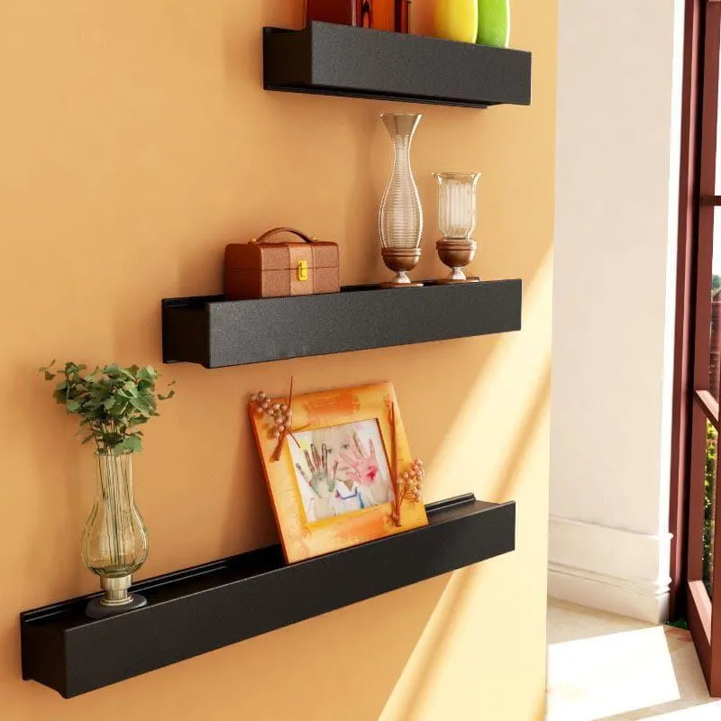 Curio Collector Wall Shelf - Set Of Three - Black media 1