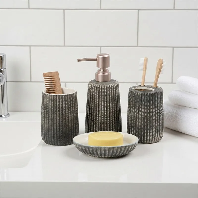 UrbanRinse Ceramic Bathroom Set - Four Piece Set media 1