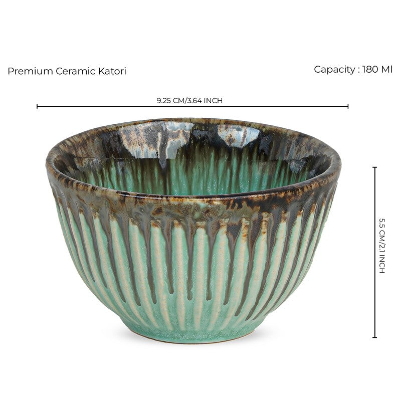 Mintora Green Ceramic Snack Bowls (180 mL) - Set Of Four media 7