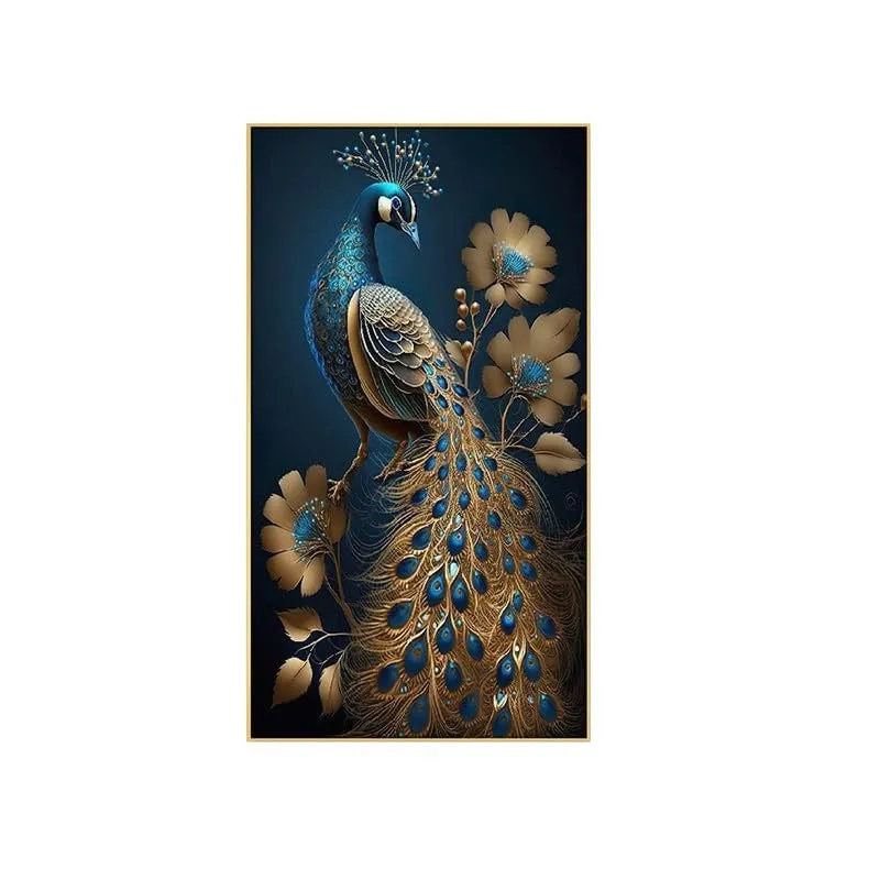 Celestial Peacock Canvas Wall Painting With Frame media 4
