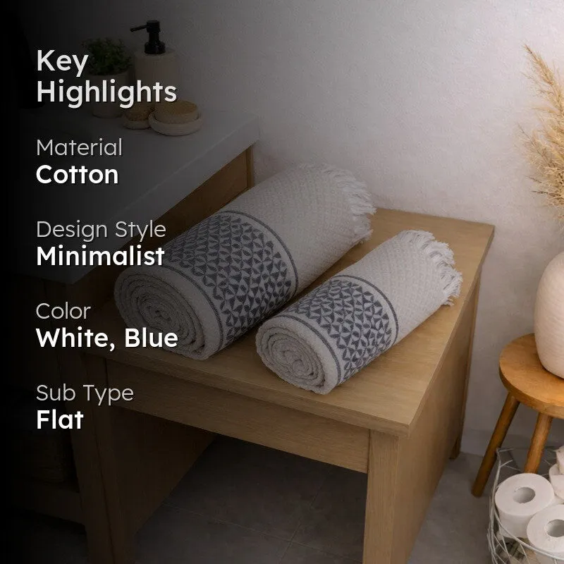 MosacStrip Cotton Bath Towel (Navy) - Set Of Two media 2