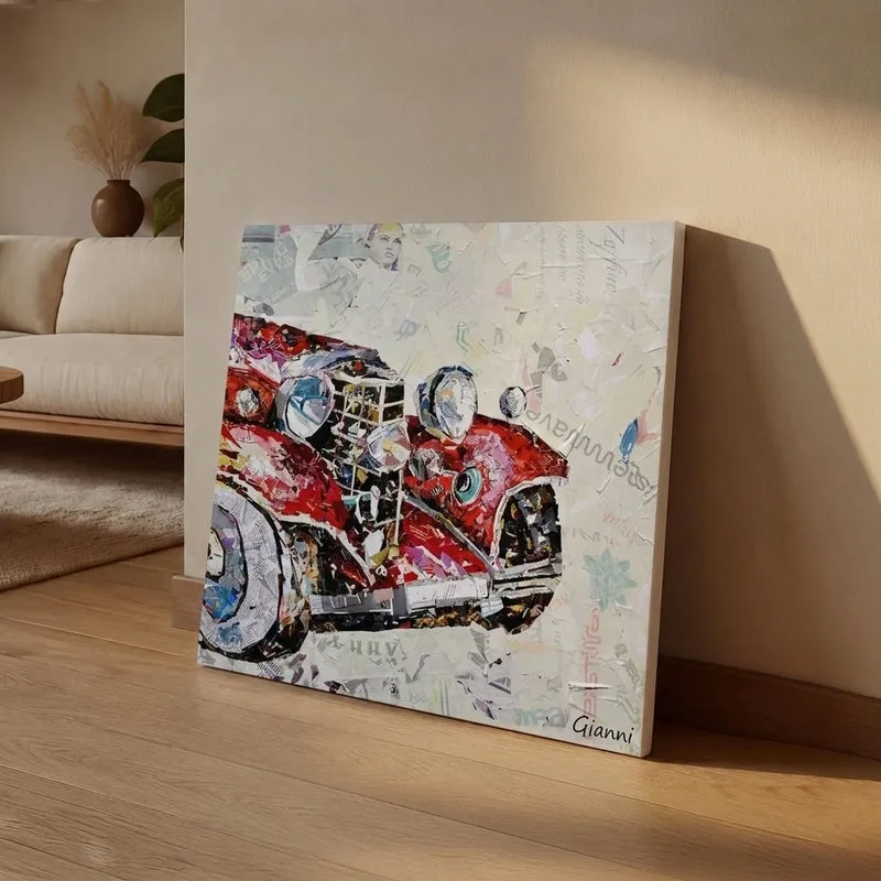 Red Vintage Car Canvas Wall Art media 1