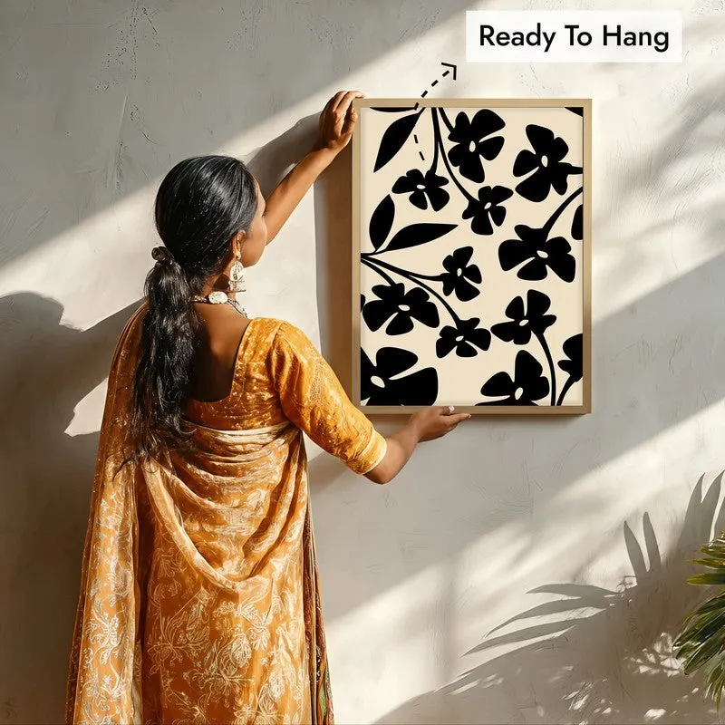 Noir Garden Canvas Wall Painting With Brown Frame media 7