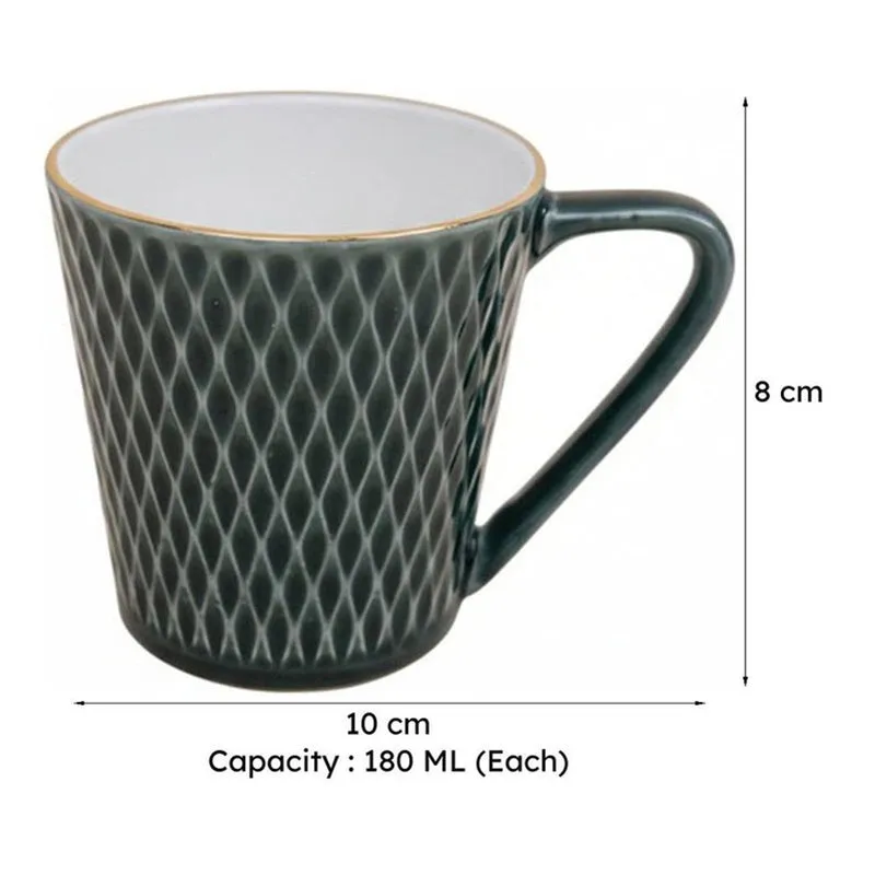 Bruna Porcelain Tea Cup (180 mL Each)/Green)- Set of Six media 7