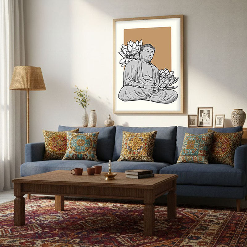 Shi Kamala Buddha Archival Paper Wall Art  - Natural Brown Frame media 3