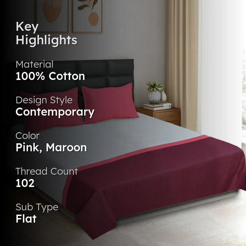 Dual Drift Cotton Bedsheet (Pink) - 102 TC media 2