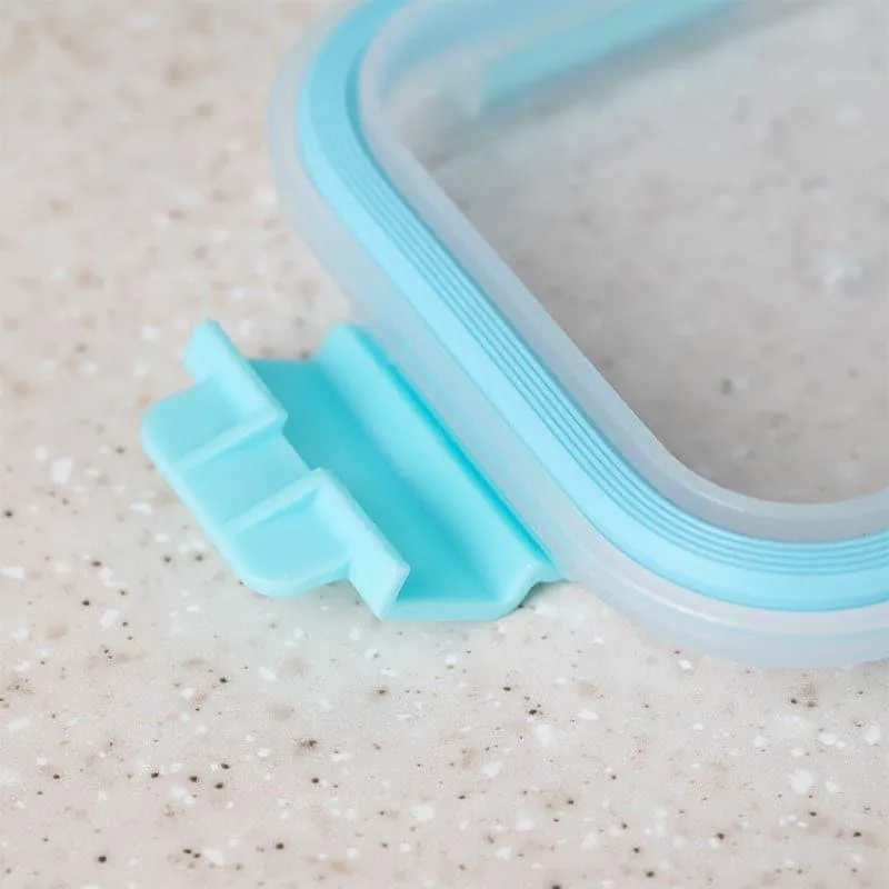 Flavour Tight Square Lunch Box - Transparent & Blue media 4