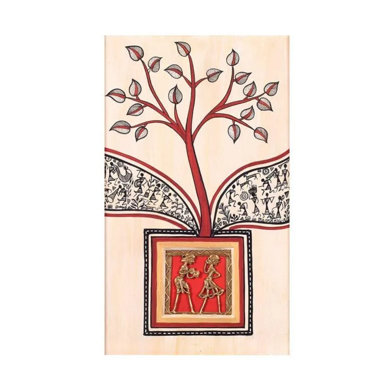 Samesha Warli Wooden & Brass Wall Accent media 4