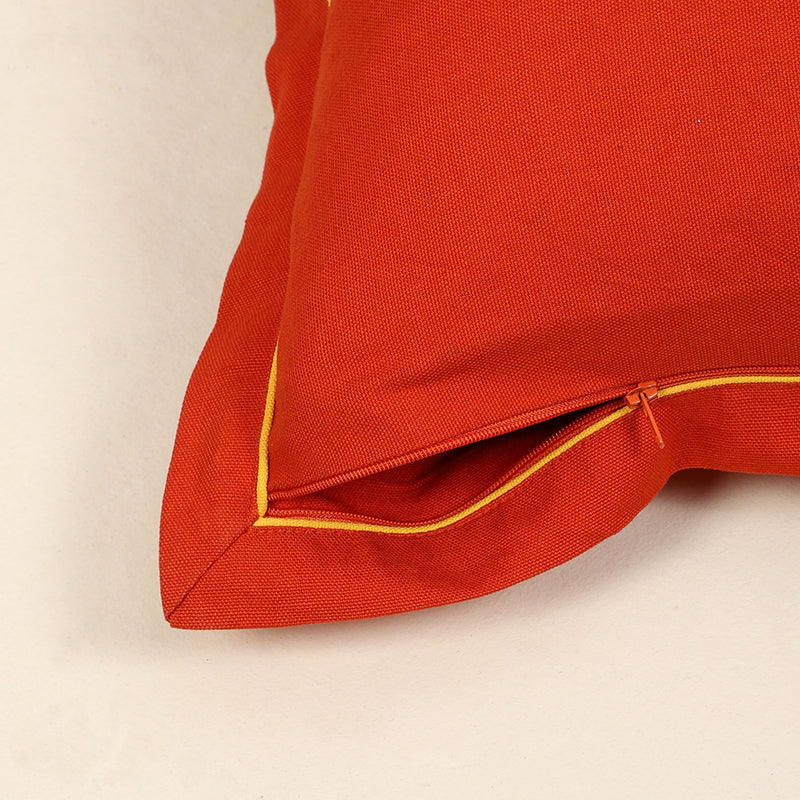 Swayam Tona Printed Cushion Cover (Orange) - Set of Two image 4