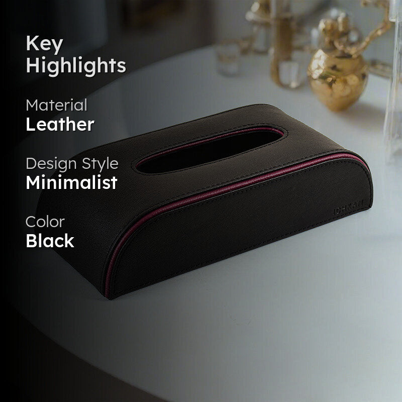 Tisca Curve Faux Leather Tissue Box - Black media 2