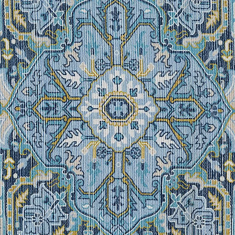 Noah Ethnic Polyester Carpet - Sky Blue media 6