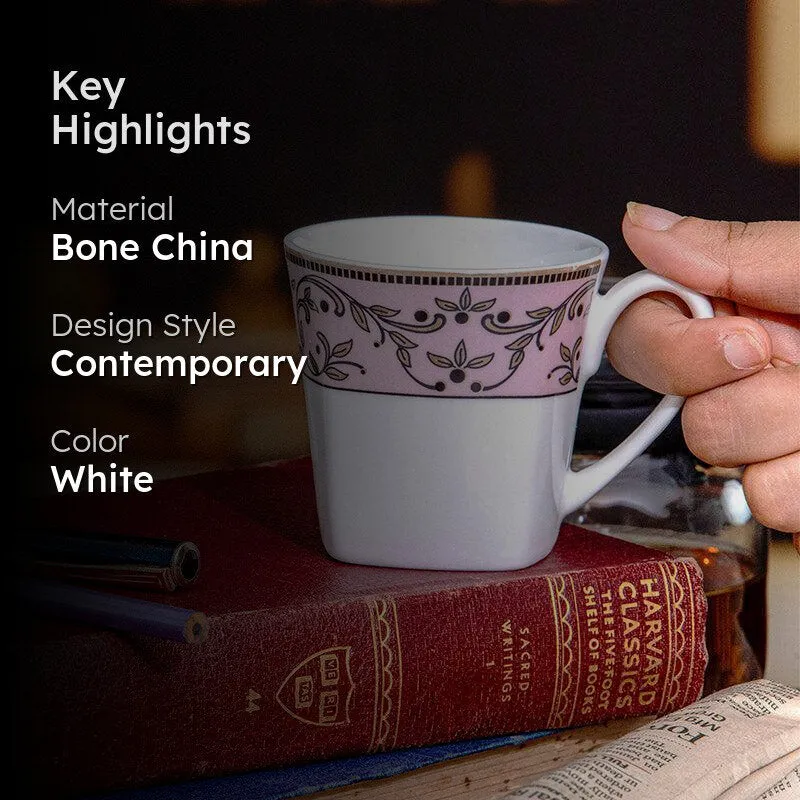 Sonaki Lemi Floral Bone China Tea Cup (180 mL Each) - Set Of Six media 2