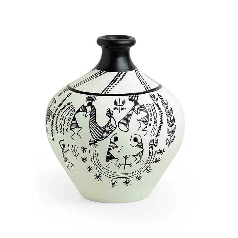 Madhuvan Handpainted Vase - White media 3
