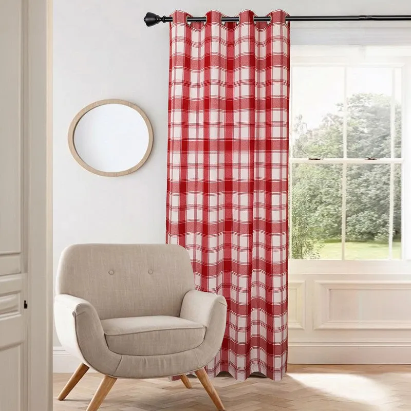 Gridline Drapes Curtain - Red media 4