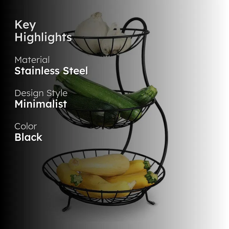 Health Store Stainless Steel 3-Tier Fruit Basket media 2