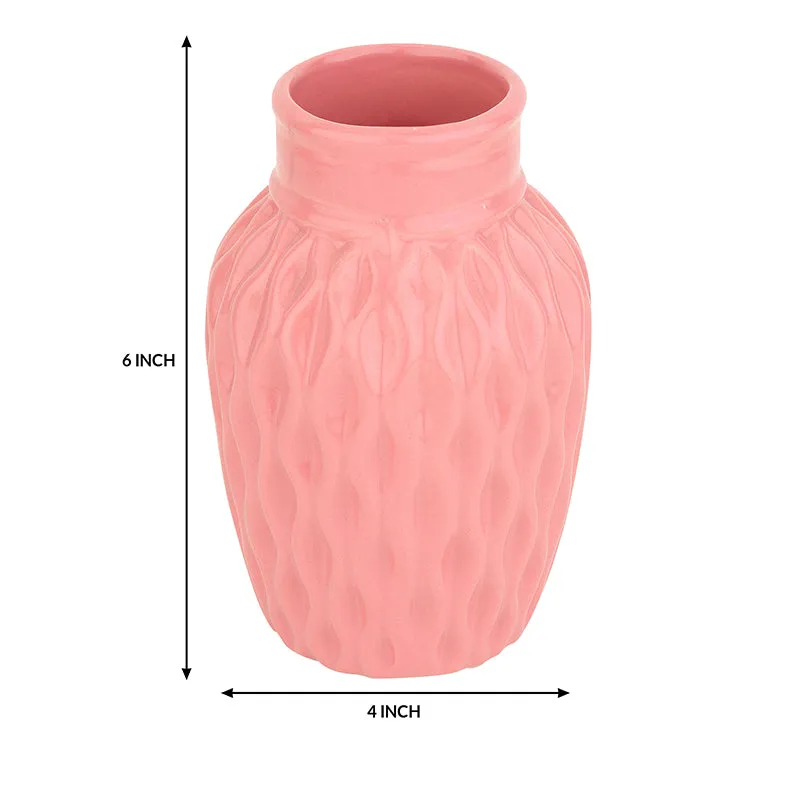 Faro Carve Ceramic Vase - Pink media 5