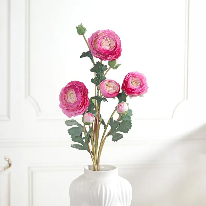Florya Rose Fabric Artificial Flower - Dark Pink media 4