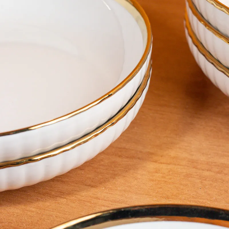 Elegant White Porcelain Quarter Plates with Gold Rim - Set Of Two media 5