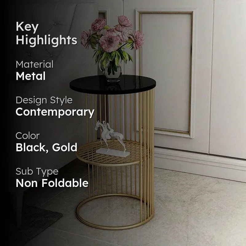 Alto Moderne Metal Accent Table with Marble Top media 2