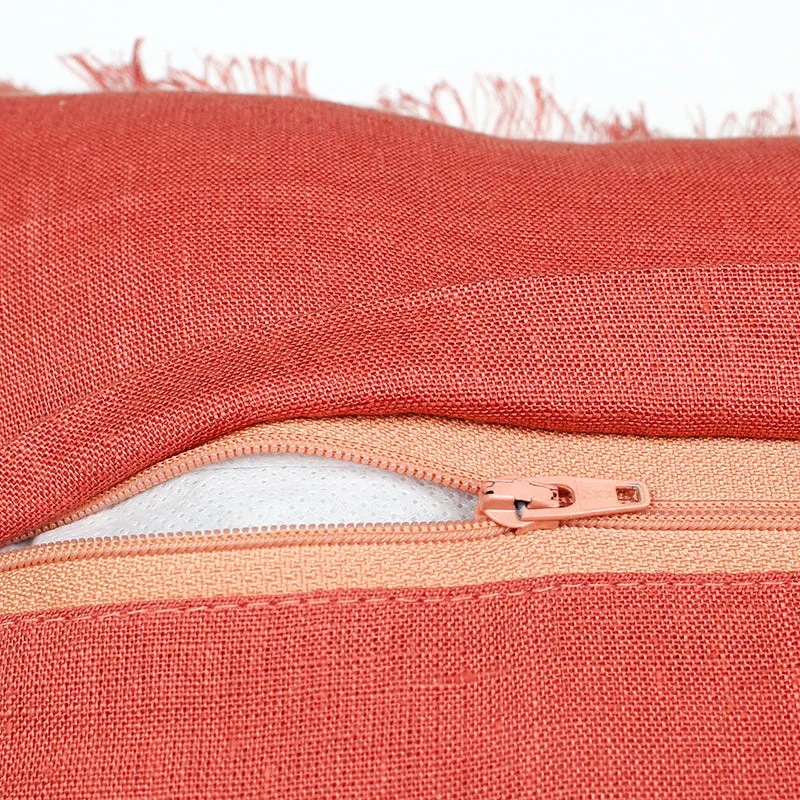 Elegant Edge Solid Cotton Cushion Cover (Red) - Set Of Two media 5