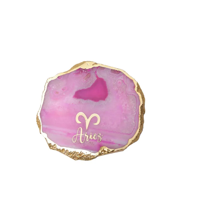 Aries Agate Coaster - Pink media 4