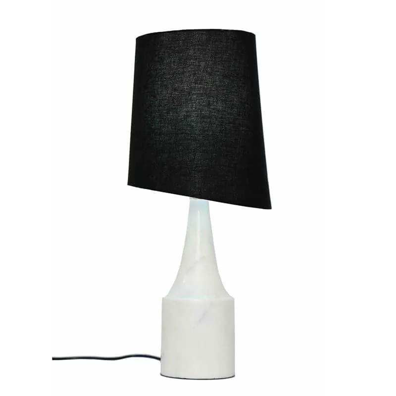 Slant Lit Hand Crafted Fabric Table Lamp - Black,White media 4