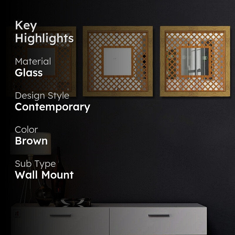 Woodelle Wall Accent With Wooden Frame (Brown) - Set Of Three media 2