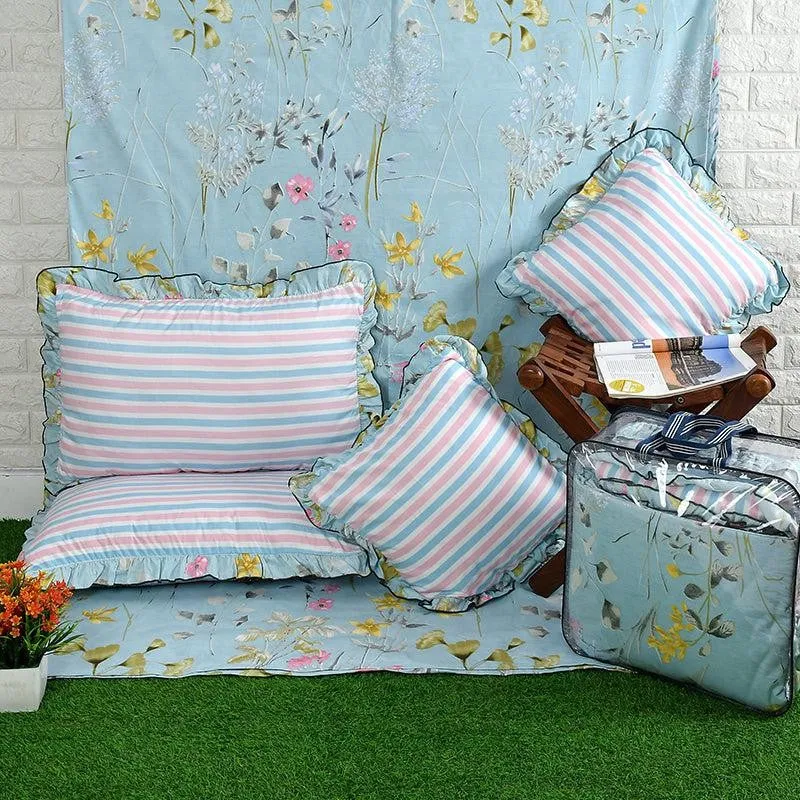 Estofa Frilled Floral Microfiber Bedding Set - Five Piece Set media 5