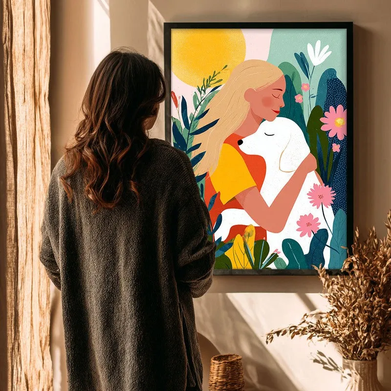 Verdant Hug Canvas Wall Painting - Black Frame media 4