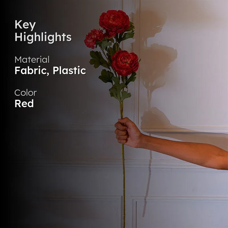 Faux Peony Flower Stick (Red) - 35 CM media 2