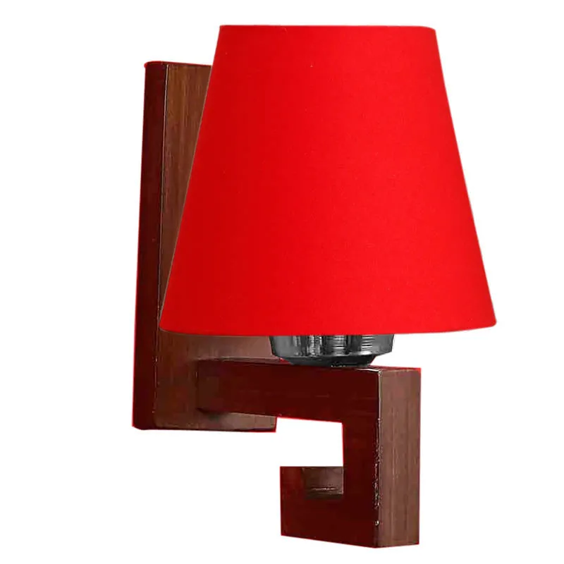 Rood Conical Wooden Wall Lamp media 5
