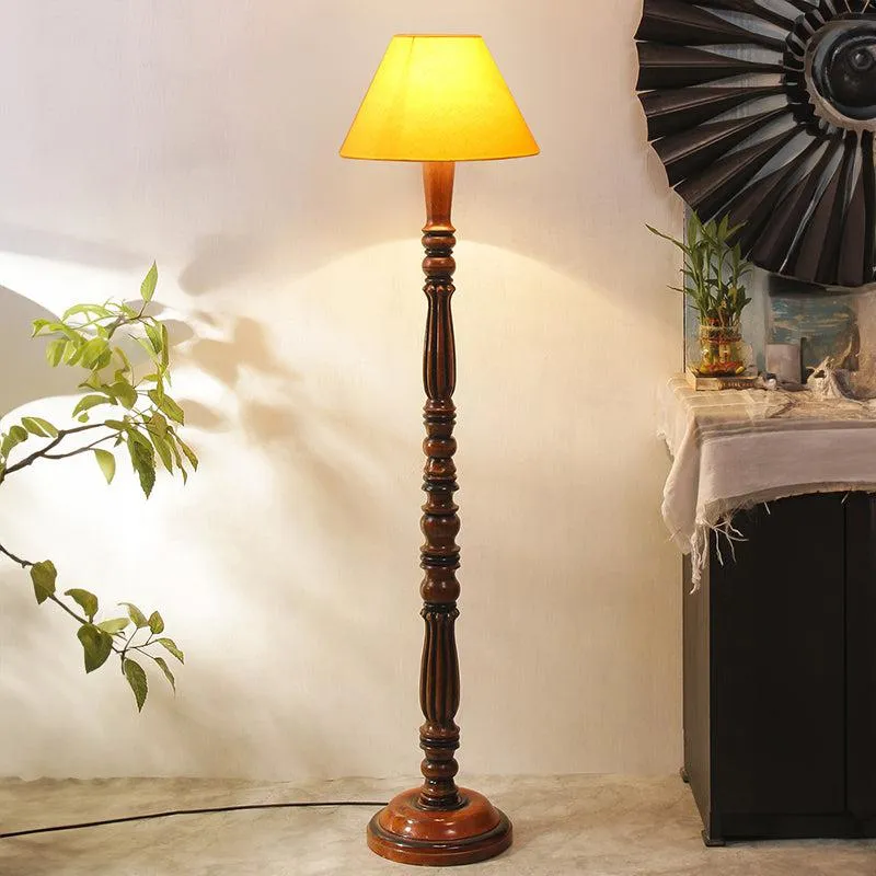 Tira Vintage Wooden Floor Lamp - Yellow media 1