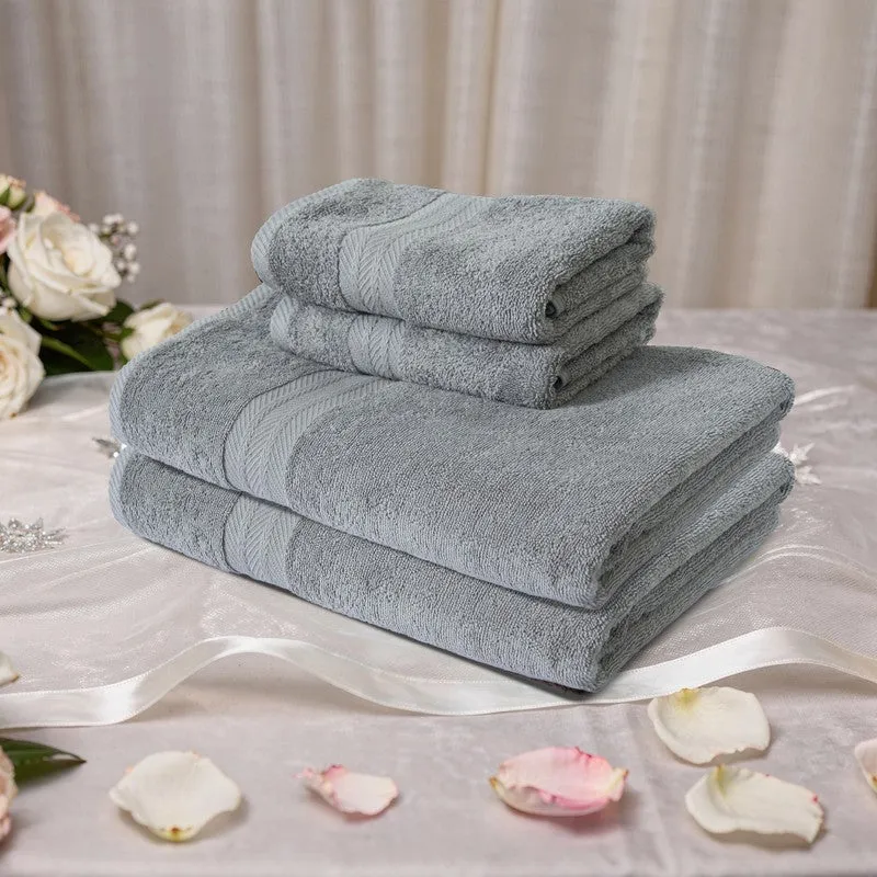PlushAura Cotton Towel Sets (Grey) - Set of Four media 3