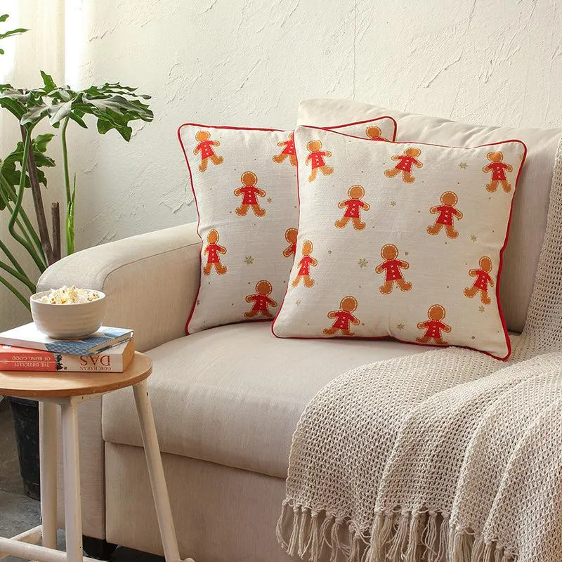 Gingerbread Man Cushion Cover - Set Of Two media 1