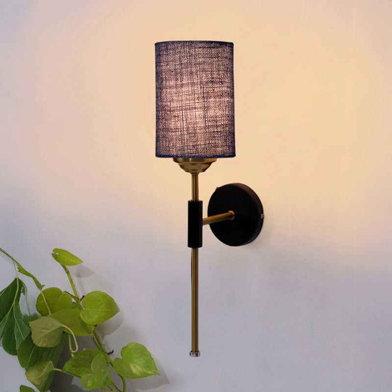 Beryll Cylindrical Jute Wall Lamp - Blue