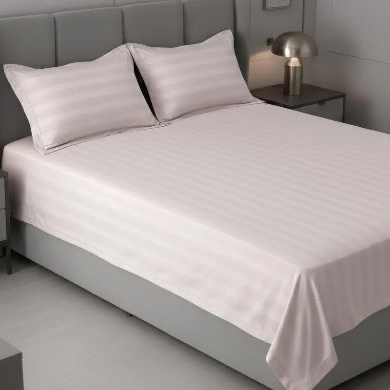 Elias Striped Cotton Bedsheet (400 TC) - Pink media 8