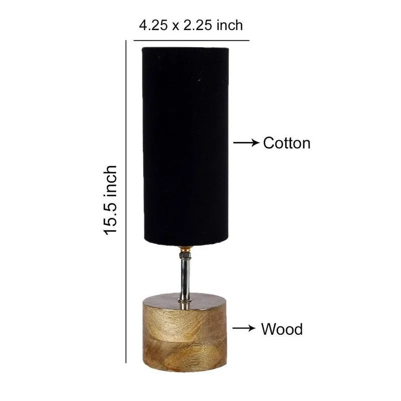 Rustic Wood & Fabric Table Lamp - Black,Brown media 7