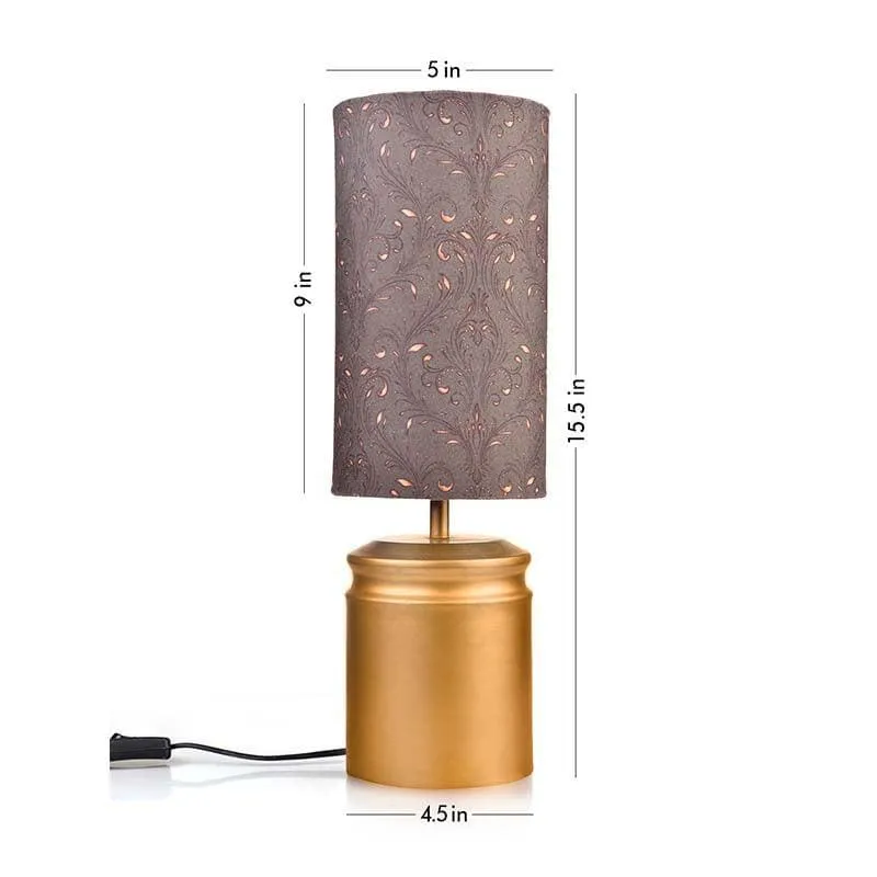 Earthy Brown Fabric Table Lamp - Grey,Gold media 6