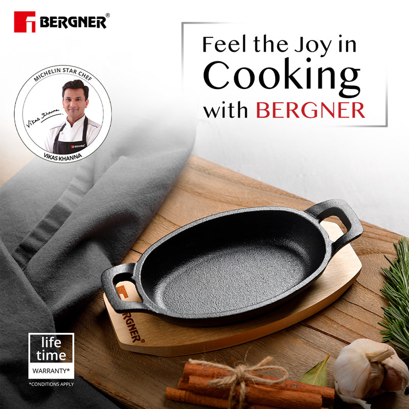 Bergner Cook & Share Cast Iron Mini Oval Baking or Cooking Pan - 240 ML media 4