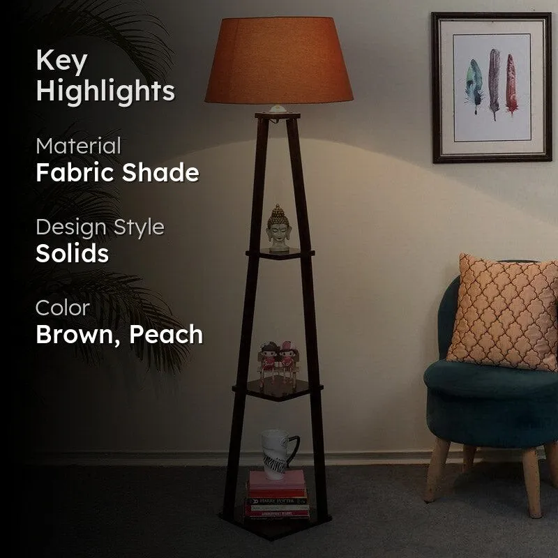 Camella Floor Lamp With Shelf - Brown media 2